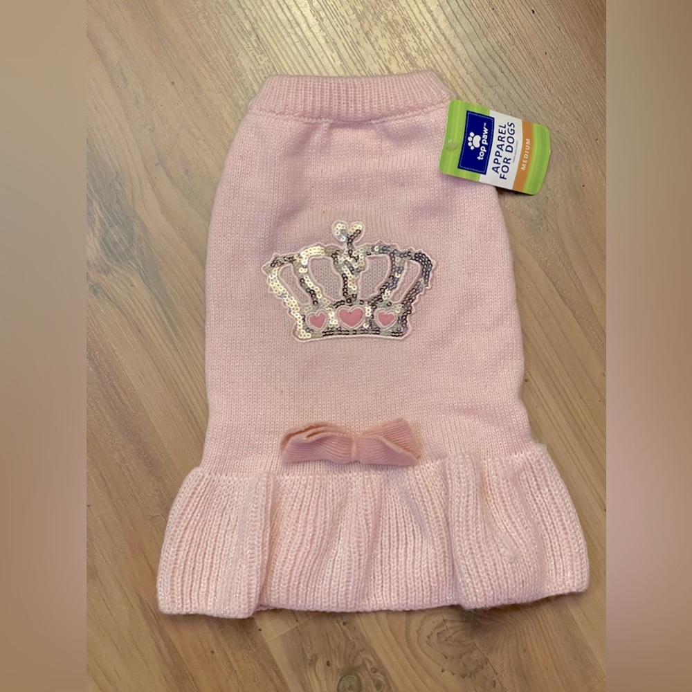 TOP PAW Crown Sweater Dress Pink M (NWT)